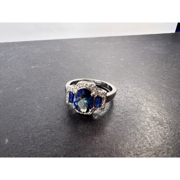 Blue Petalite Rhodium Over Sterling Silver Ring - Picture 9 of 11